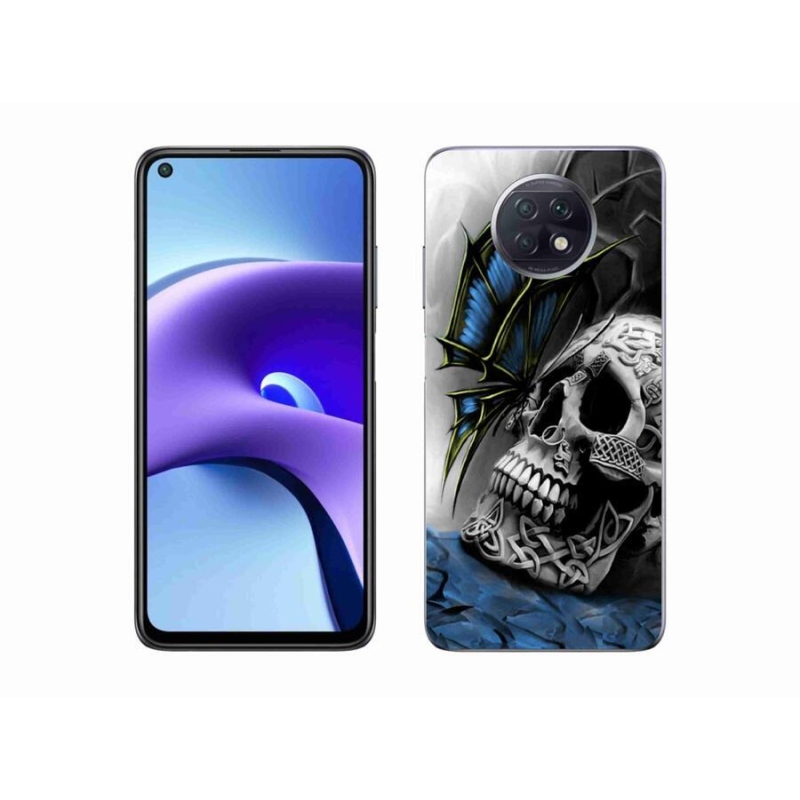 Gelový kryt mmCase na mobil Xiaomi Redmi Note 9T 5G - motýl a lebka
