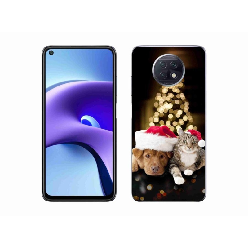 Gelový kryt mmCase na mobil Xiaomi Redmi Note 9T 5G - vánoční pes a kočka