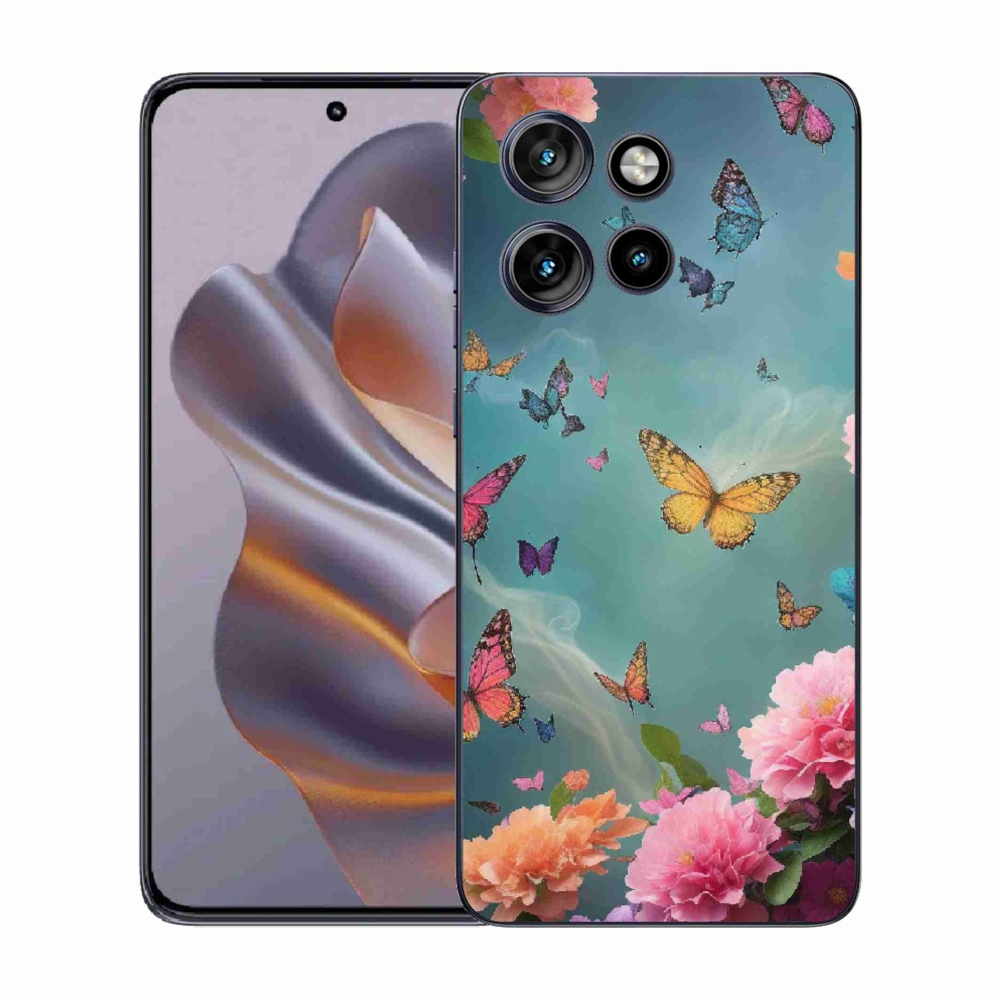 Gelový kryt mmCase na Motorola Edge 50 Neo - barevné květy a motýli