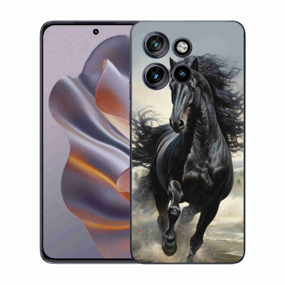 Gelový kryt mmCase na Motorola Edge 50 Neo - běžící černý kůň