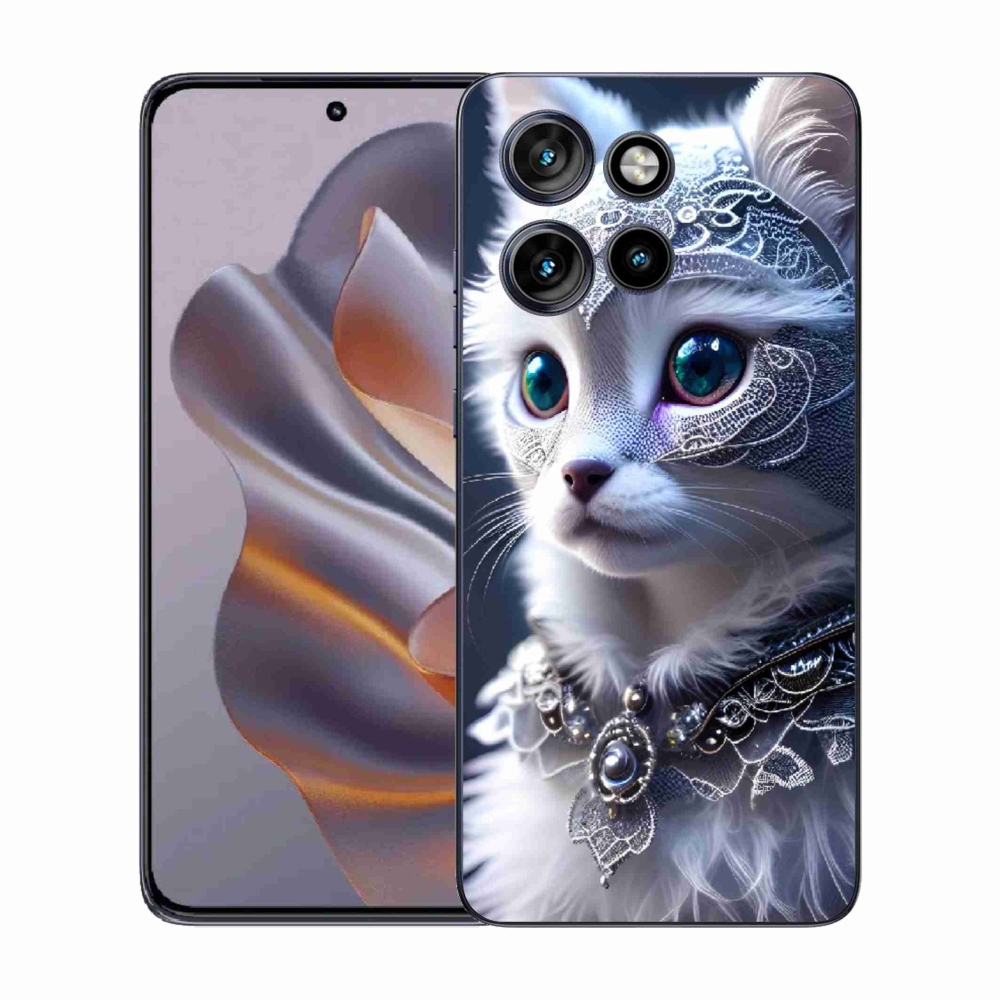 Gelový kryt mmCase na Motorola Edge 50 Neo - bílá kočka