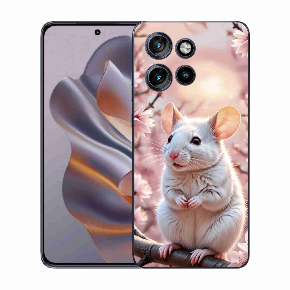 Gelový kryt mmCase na Motorola Edge 50 Neo - bílá myš na větvi