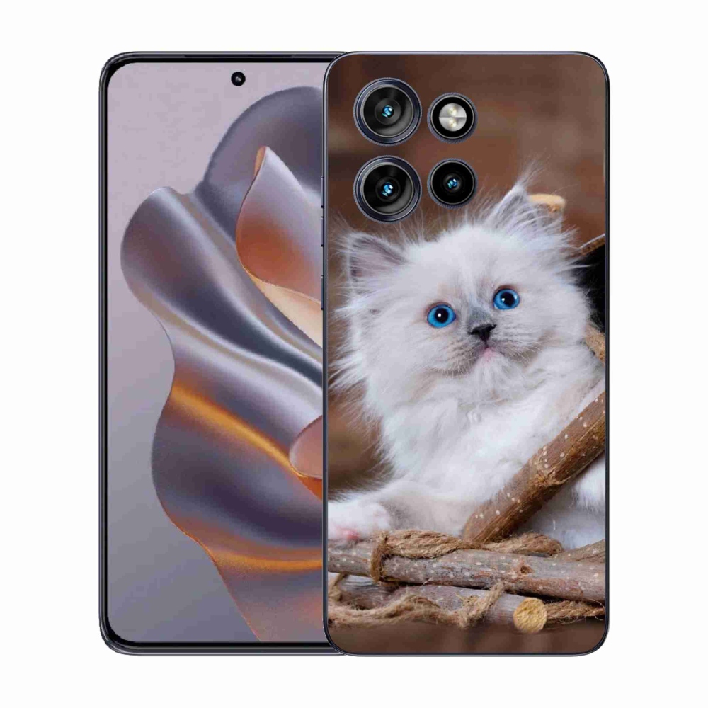 Gelový kryt mmCase na Motorola Edge 50 Neo - bílé kotě