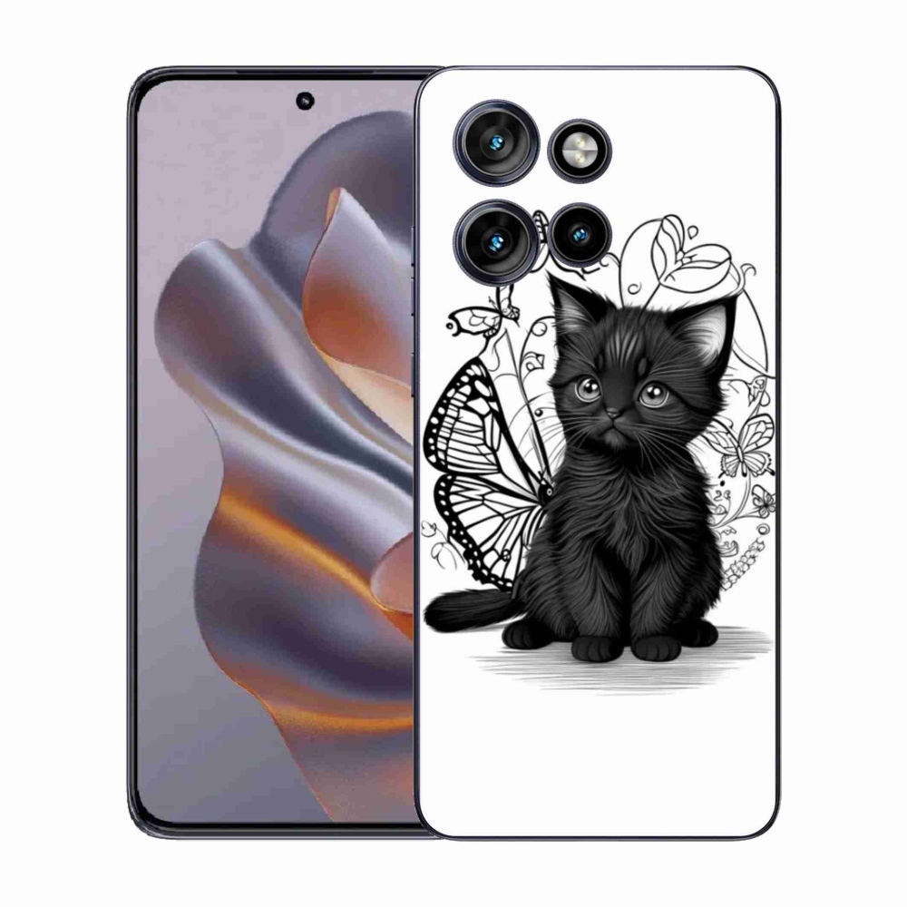 Gelový kryt mmCase na Motorola Edge 50 Neo - černé kotě