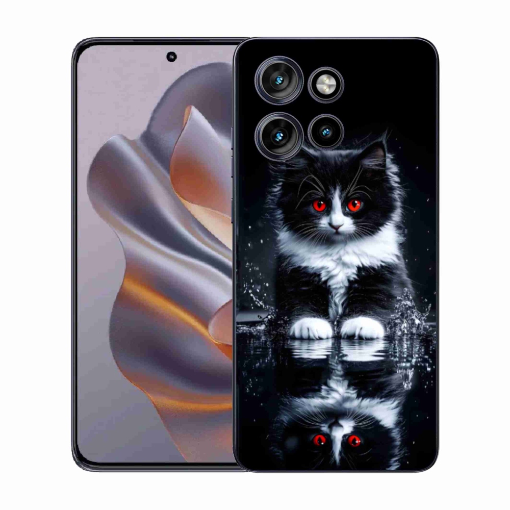 Gelový kryt mmCase na Motorola Edge 50 Neo - černobílé kotě