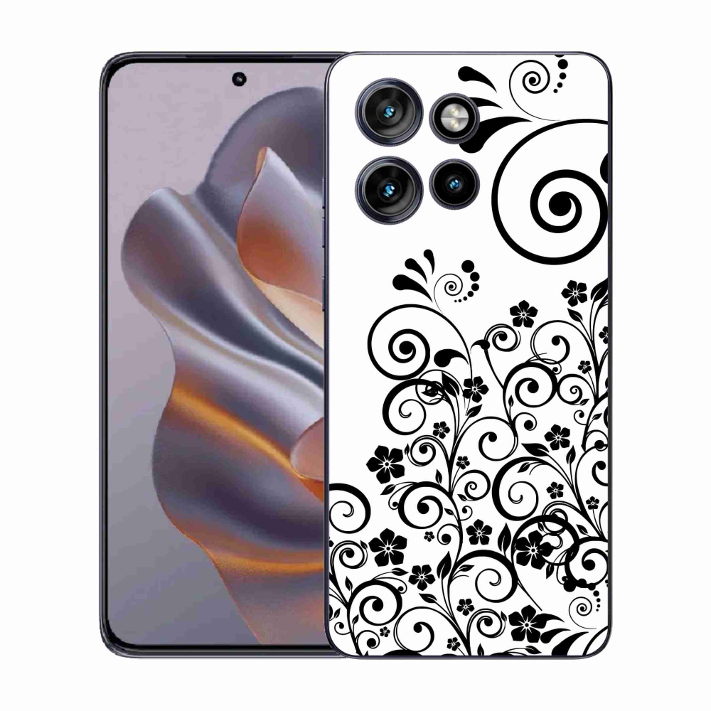 Gelový kryt mmCase na Motorola Edge 50 Neo - černobílé květinové vzory
