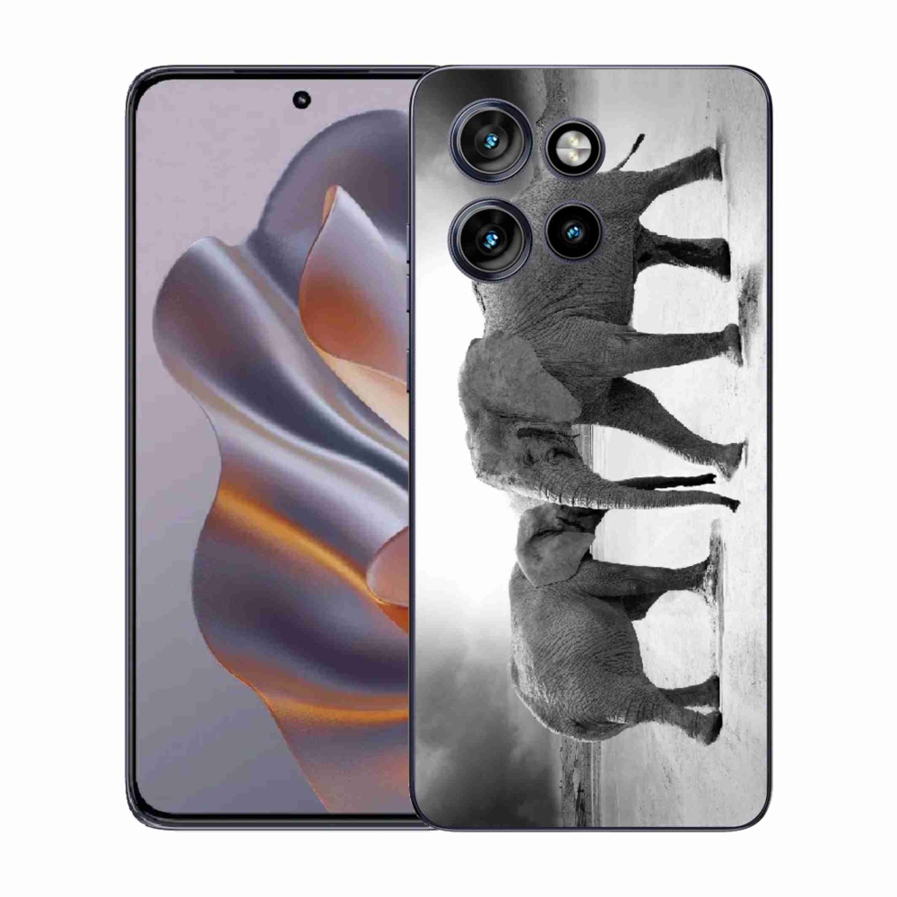 Gelový kryt mmCase na Motorola Edge 50 Neo - černobílí sloni