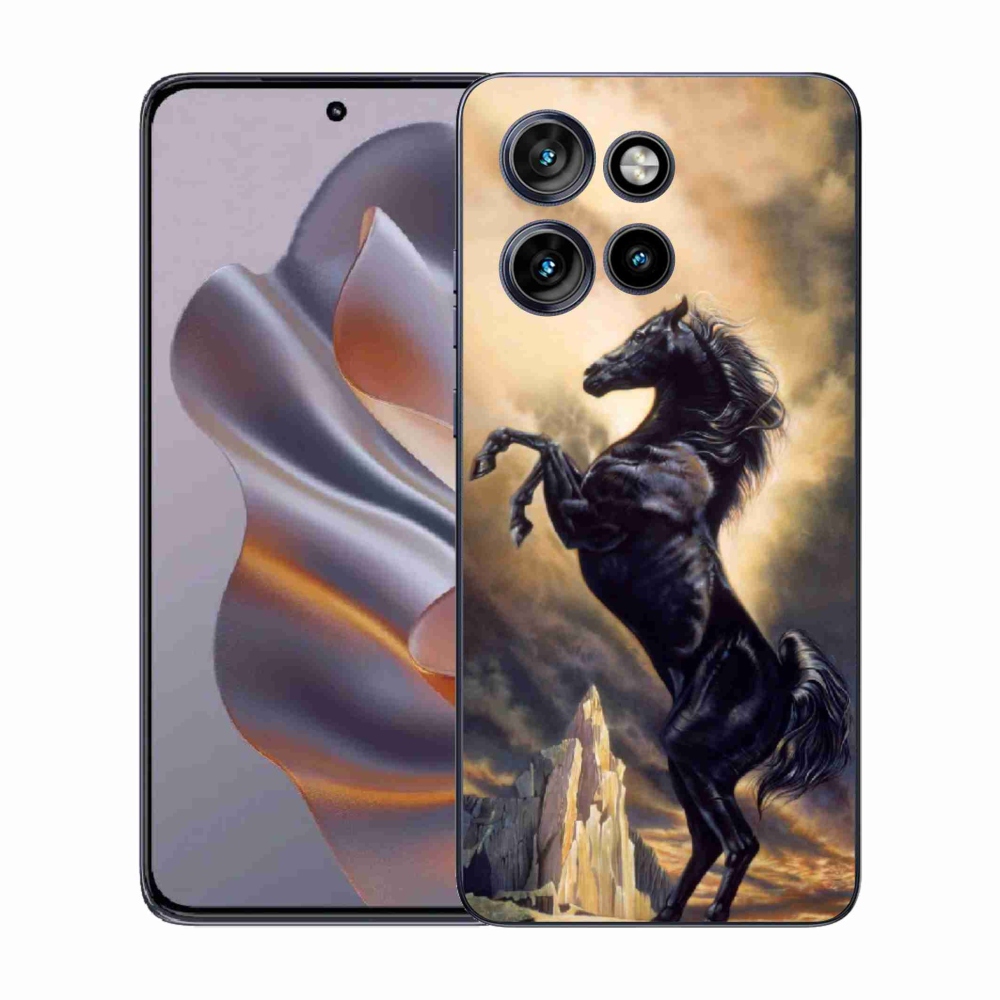 Gelový kryt mmCase na Motorola Edge 50 Neo - černý kreslený kůň