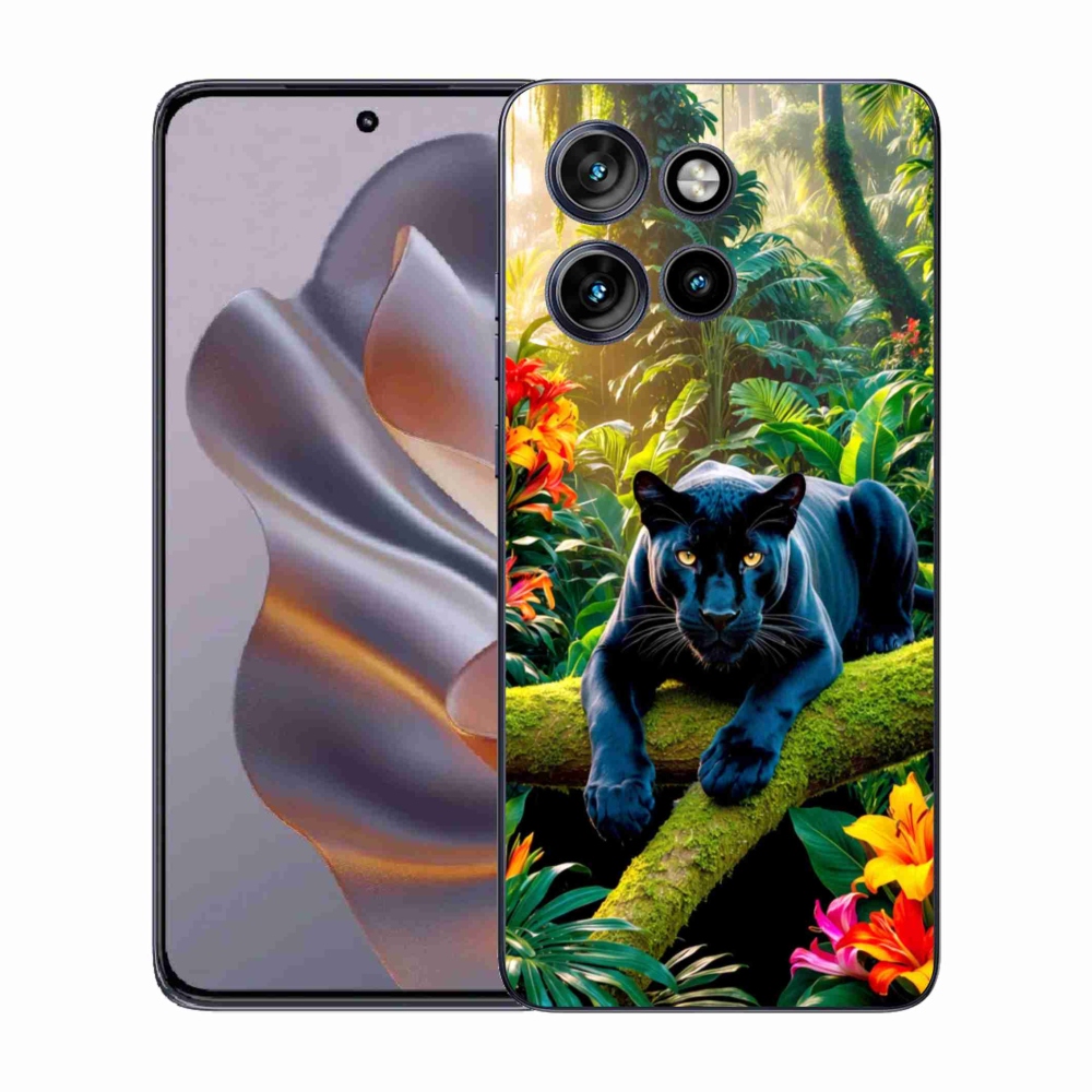 Gelový kryt mmCase na Motorola Edge 50 Neo - černý panter v džungli