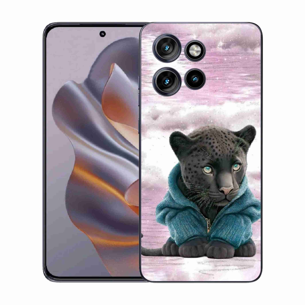 Gelový kryt mmCase na Motorola Edge 50 Neo - černý panter ve svetru