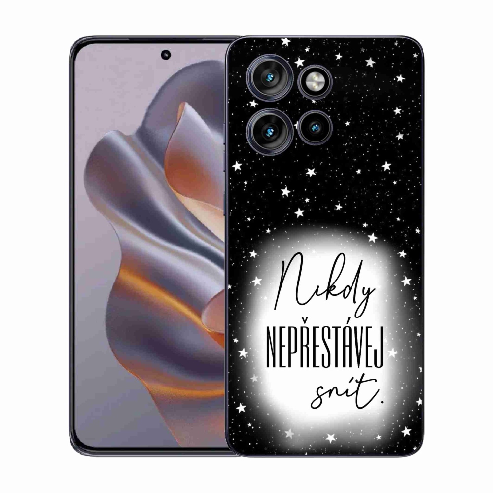 Gelový kryt mmCase na Motorola Edge 50 Neo - citát 1 bíločerné pozadí