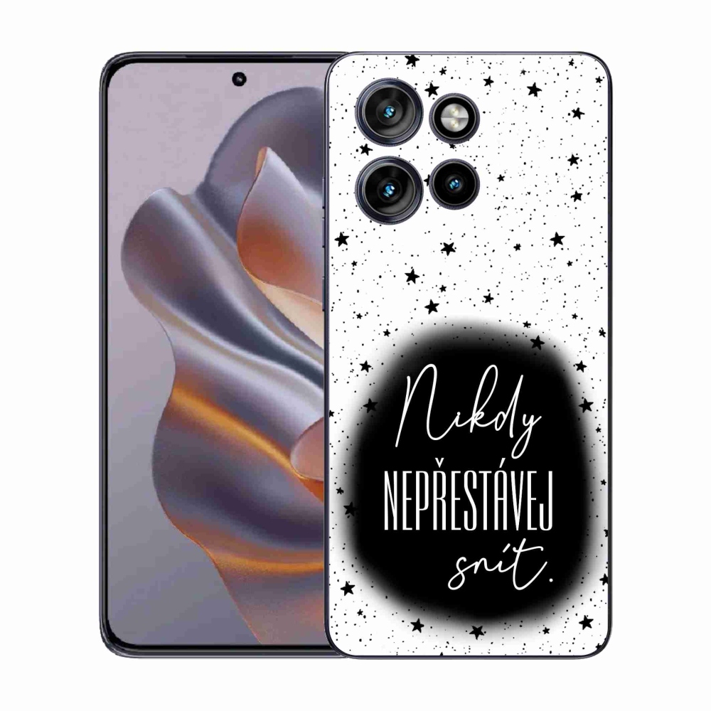 Gelový kryt mmCase na Motorola Edge 50 Neo - citát 1 černobílé pozadí