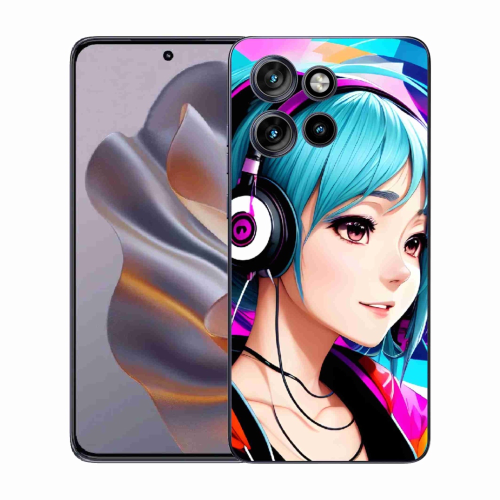 Gelový kryt mmCase na Motorola Edge 50 Neo - dívka se sluchátky