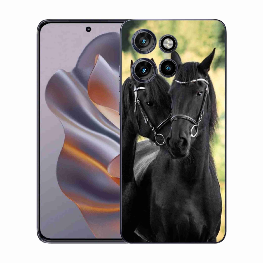 Gelový kryt mmCase na Motorola Edge 50 Neo - dva černí koně