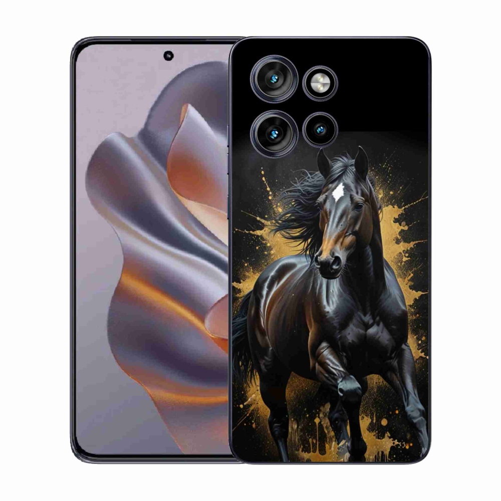 Gelový kryt mmCase na Motorola Edge 50 Neo - elegantní černý hřebec