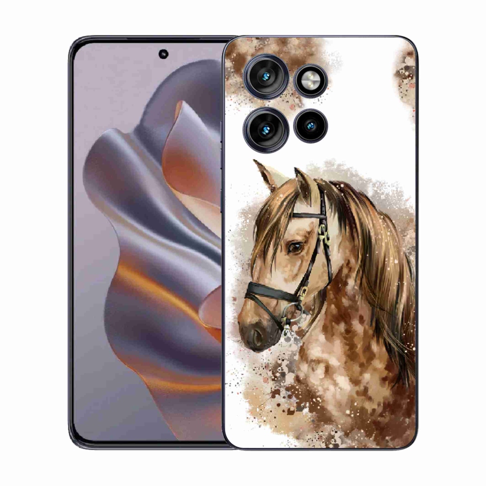 Gelový kryt mmCase na Motorola Edge 50 Neo - hnědý kreslený kůň