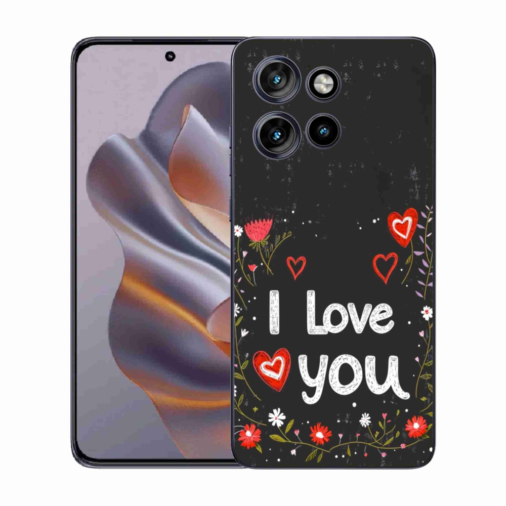 Gelový kryt mmCase na Motorola Edge 50 Neo - I love you černé pozadí