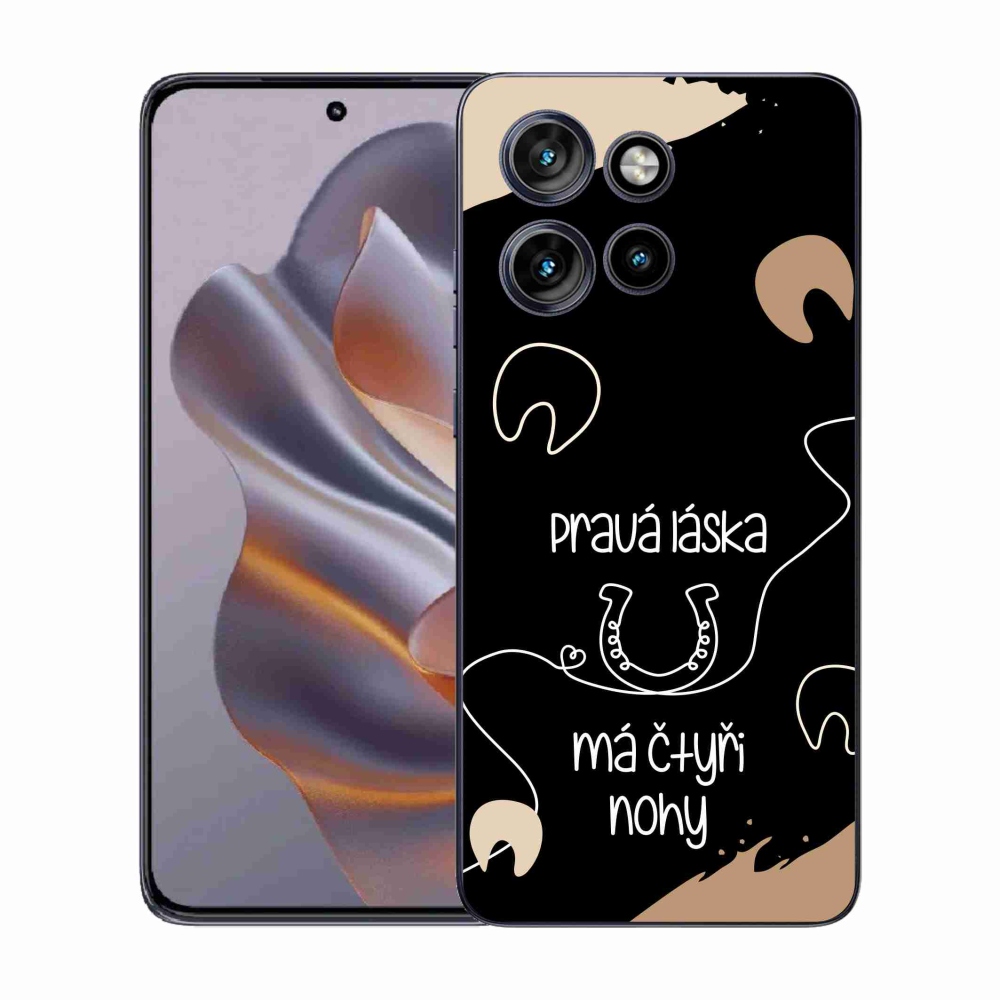 Gelový kryt mmCase na Motorola Edge 50 Neo - koňský motiv černé pozadí