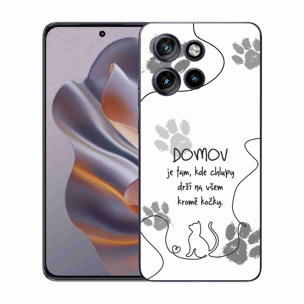 Gelový kryt mmCase na Motorola Edge 50 Neo - kočičí motiv bílé pozadí