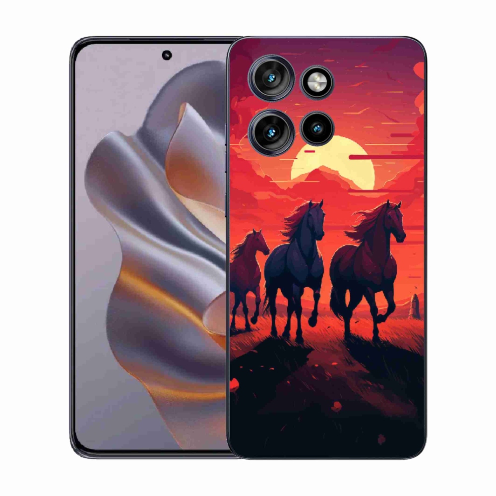 Gelový kryt mmCase na Motorola Edge 50 Neo - koně a západ slunce