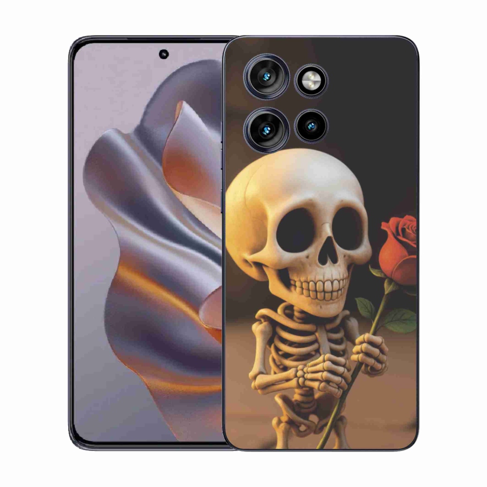 Gelový kryt mmCase na Motorola Edge 50 Neo - kostlivec s růží