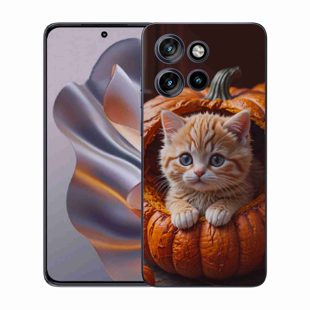 Gelový kryt mmCase na Motorola Edge 50 Neo - kotě a dýně 2