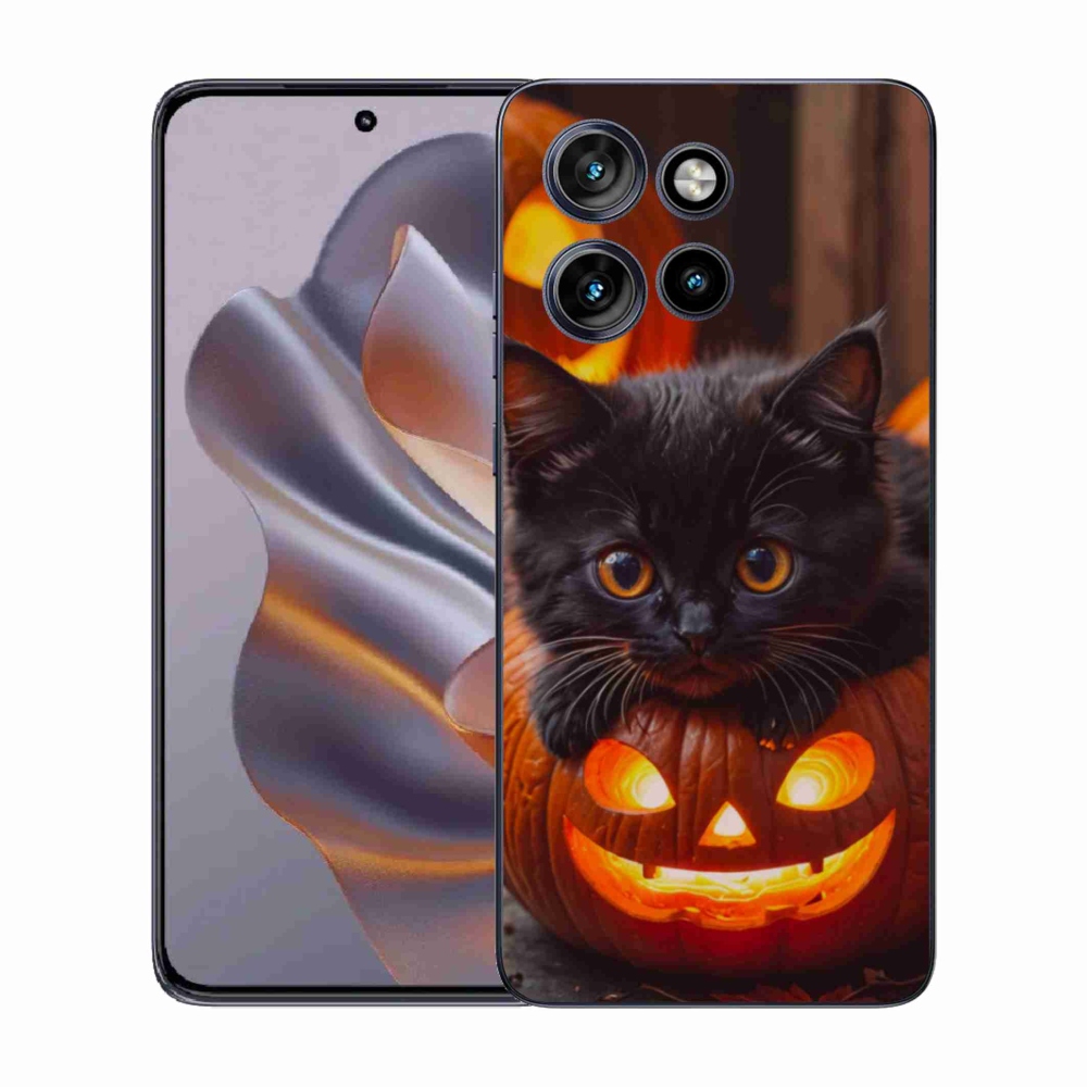 Gelový kryt mmCase na Motorola Edge 50 Neo - kotě a dýně