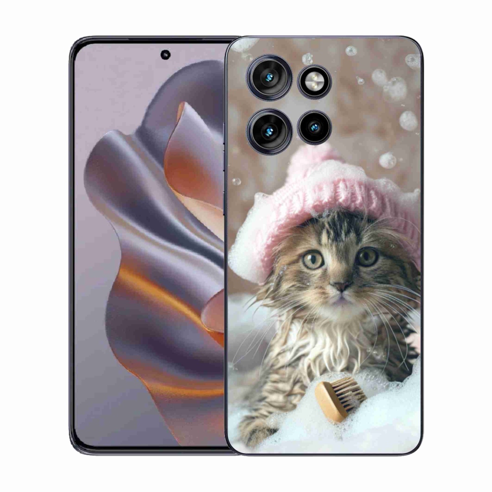 Gelový kryt mmCase na Motorola Edge 50 Neo - kotě a koupel