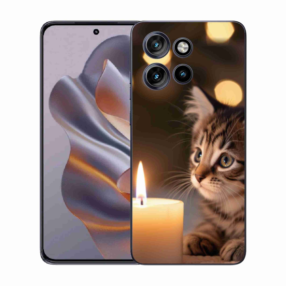 Gelový kryt mmCase na Motorola Edge 50 Neo - kotě a svíčka