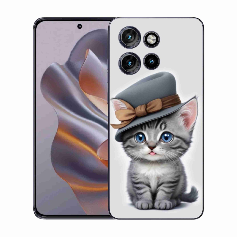 Gelový kryt mmCase na Motorola Edge 50 Neo - kotě s kloboukem