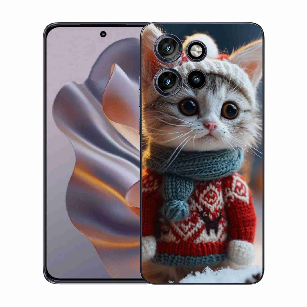Gelový kryt mmCase na Motorola Edge 50 Neo - kotě ve svetru