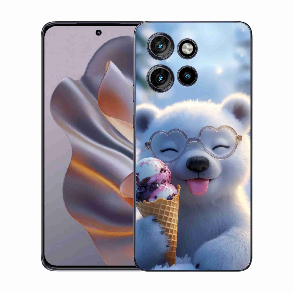 Gelový kryt mmCase na Motorola Edge 50 Neo - medvídek se zmrzlinou