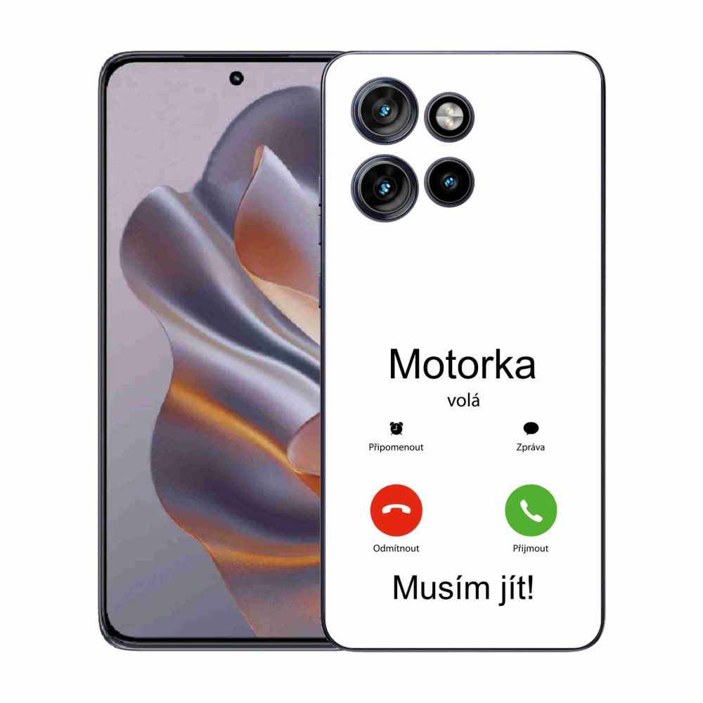 Gelový kryt mmCase na Motorola Edge 50 Neo - motorka volá bílé pozadí