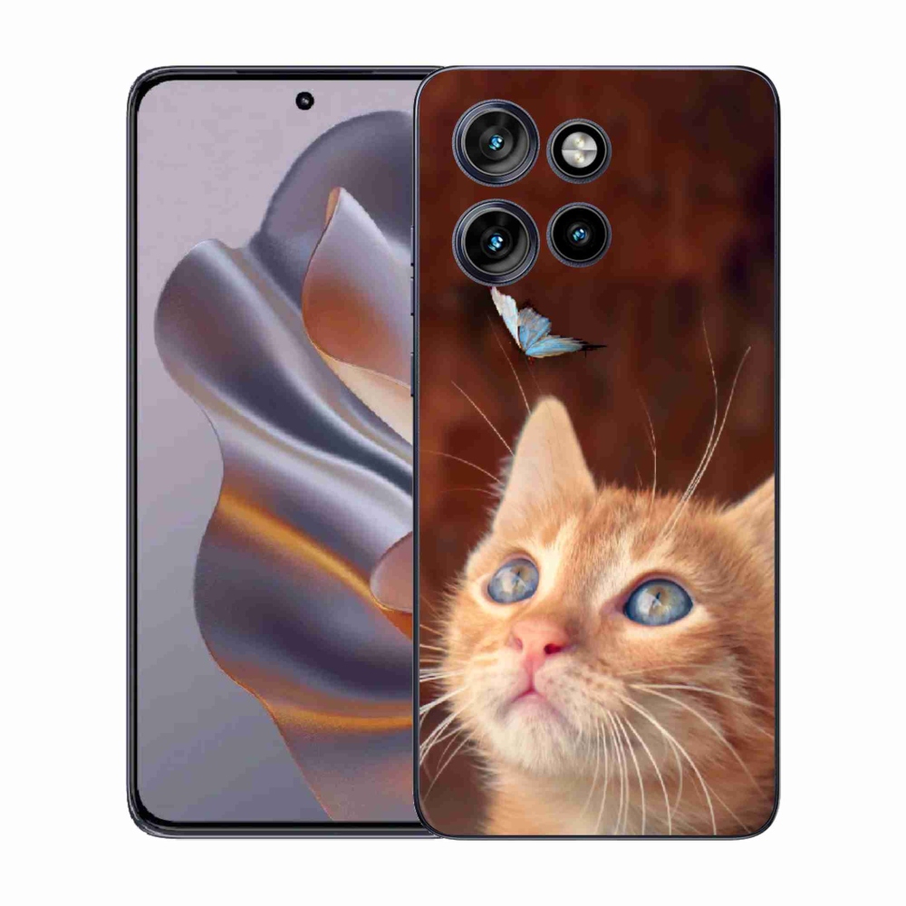 Gelový kryt mmCase na Motorola Edge 50 Neo - motýl a kotě