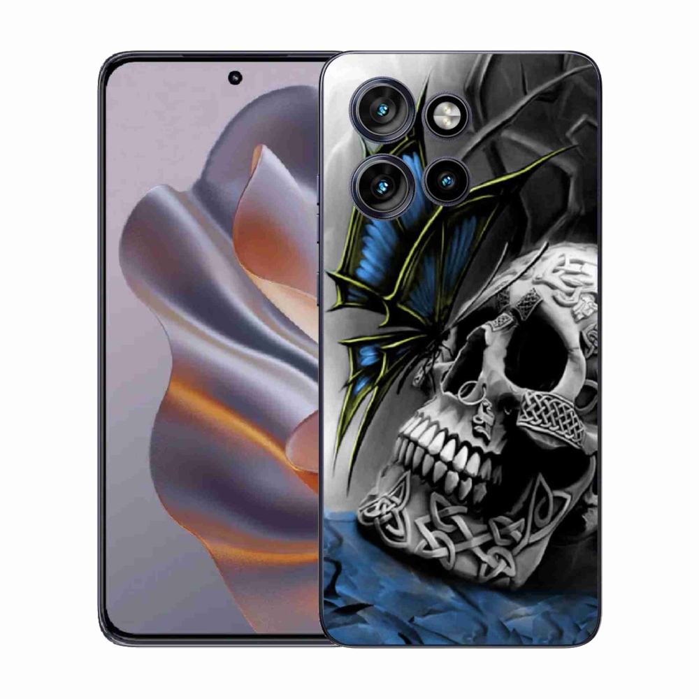 Gelový kryt mmCase na Motorola Edge 50 Neo - motýl a lebka