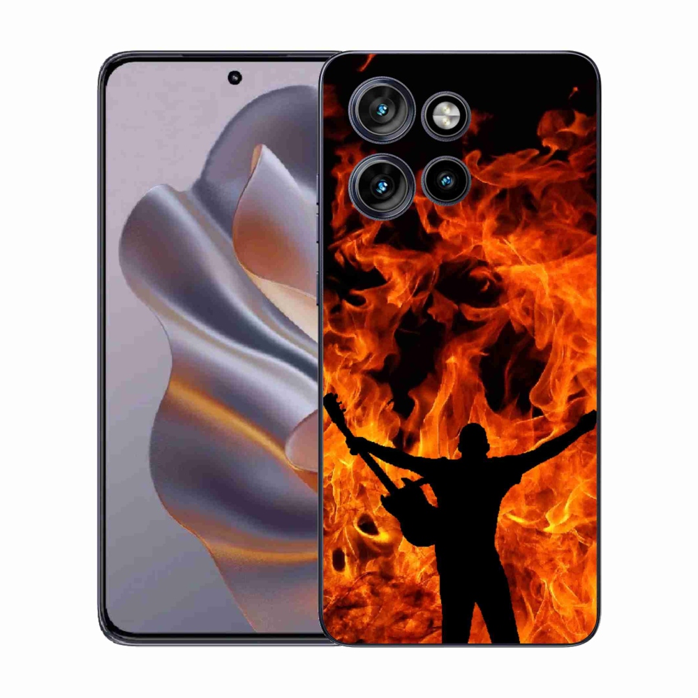 Gelový kryt mmCase na Motorola Edge 50 Neo - muzikant a oheň