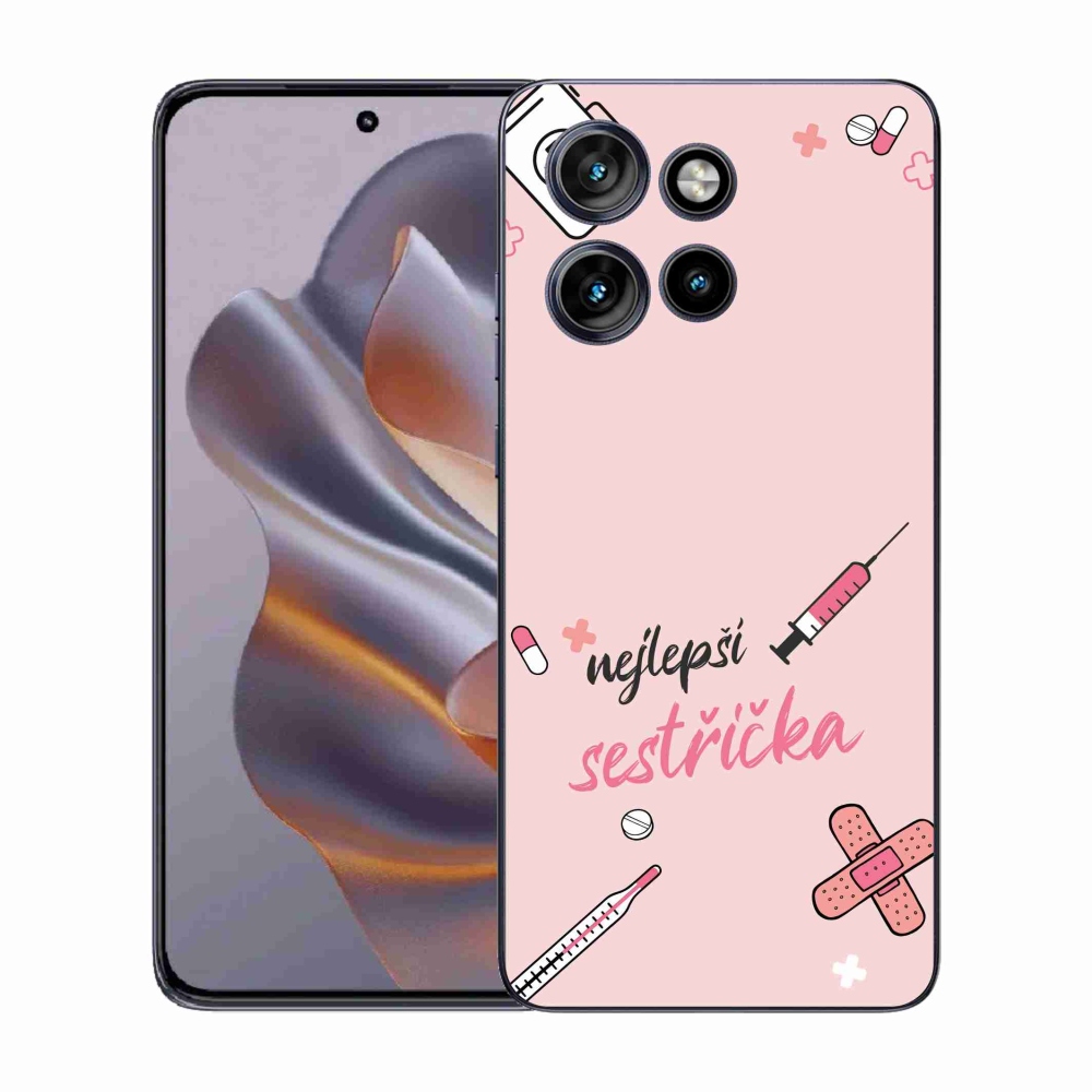 Gelový kryt mmCase na Motorola Edge 50 Neo - nejlepší sestřička růžové pozadí