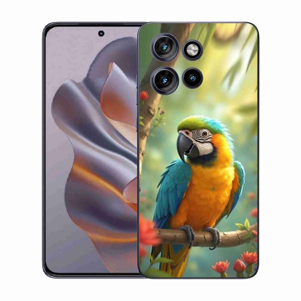 Gelový kryt mmCase na Motorola Edge 50 Neo - papoušek ara modrožlutá