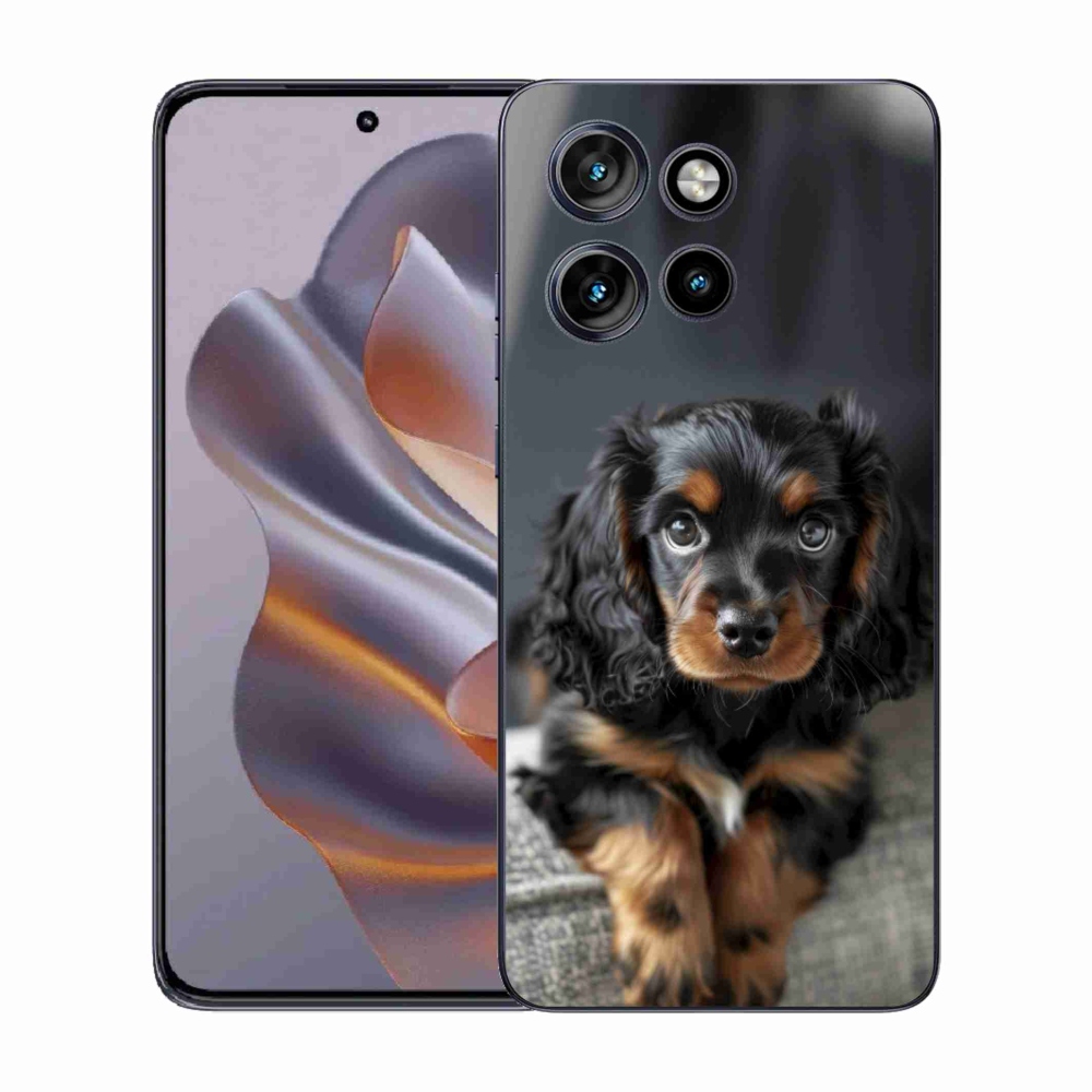 Gelový kryt mmCase na Motorola Edge 50 Neo - roztomilý dlouhosrstý jezevčík