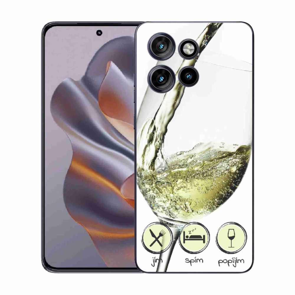 Gelový kryt mmCase na Motorola Edge 50 Neo - sklenička vína bílé