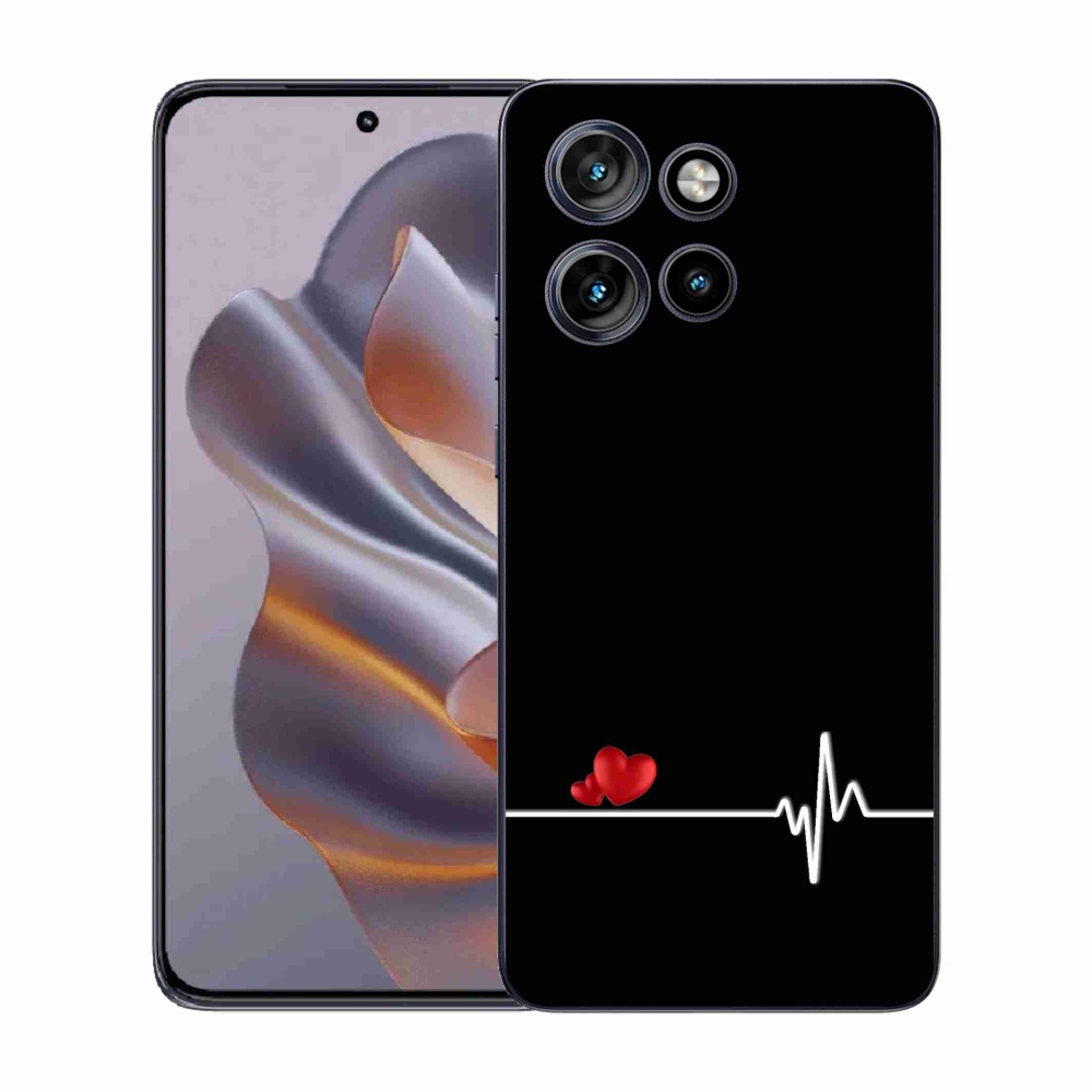 Gelový kryt mmCase na Motorola Edge 50 Neo - srdce a tep černé pozadí