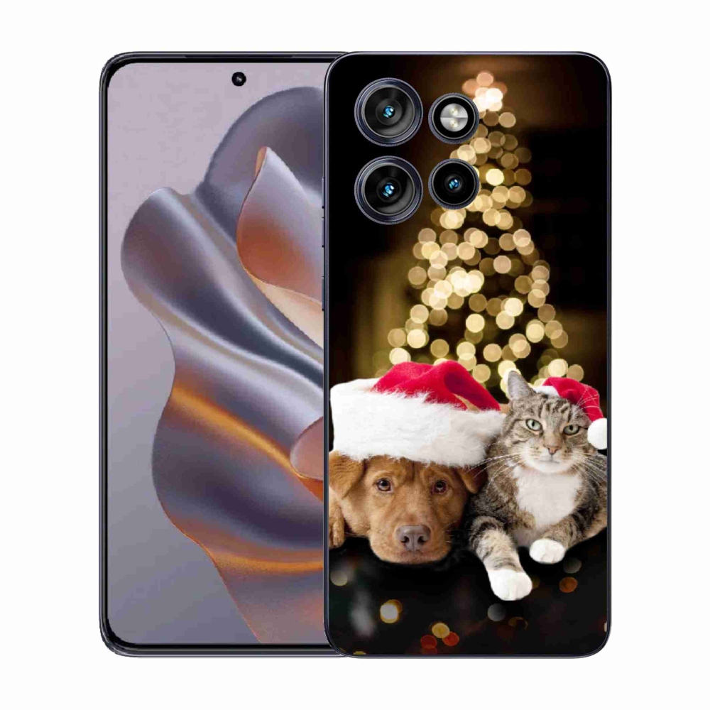 Gelový kryt mmCase na Motorola Edge 50 Neo - vánoční pes a kočka