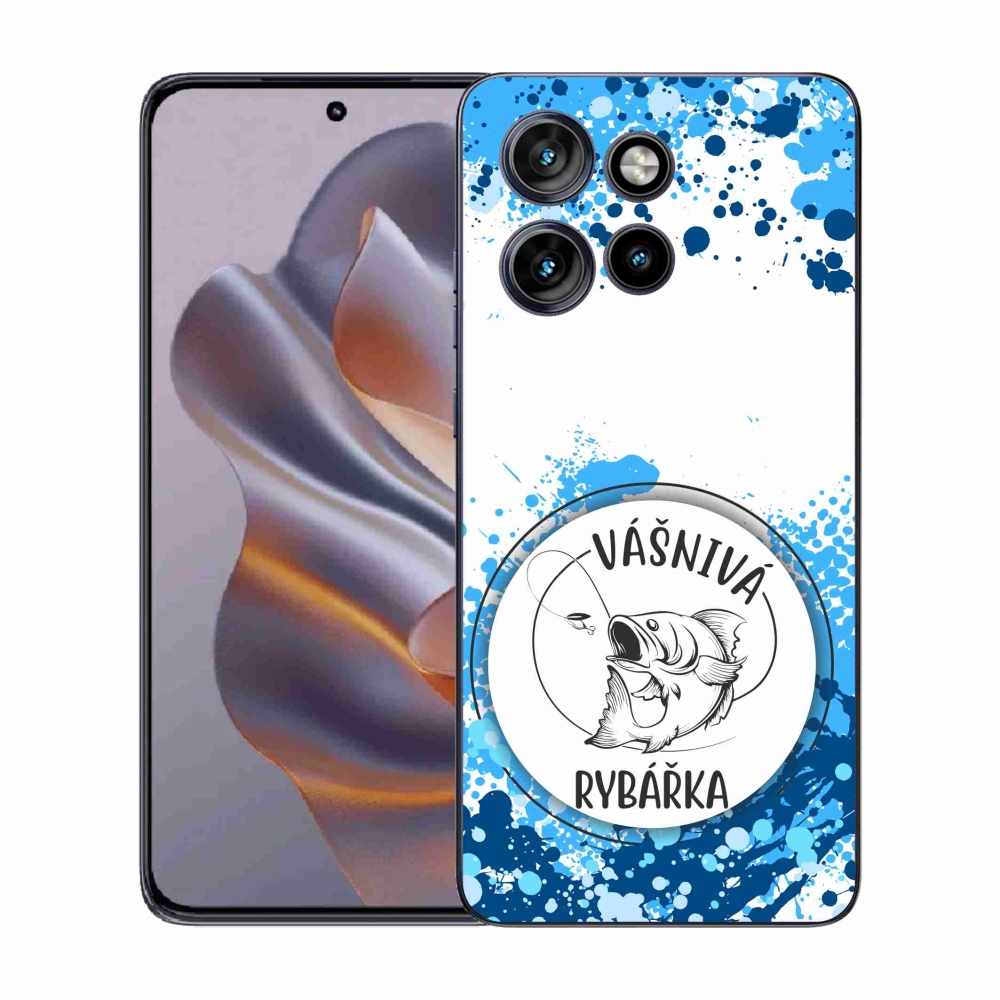 Gelový kryt mmCase na Motorola Edge 50 Neo - vášnivá rybářka bílé pozadí