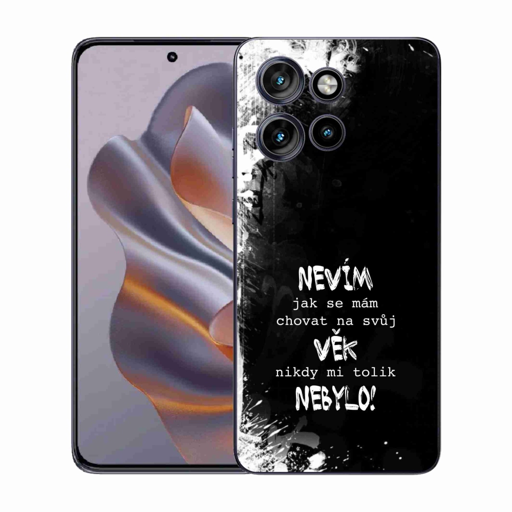 Gelový kryt mmCase na Motorola Edge 50 Neo - vtipný text 14 černé pozadí