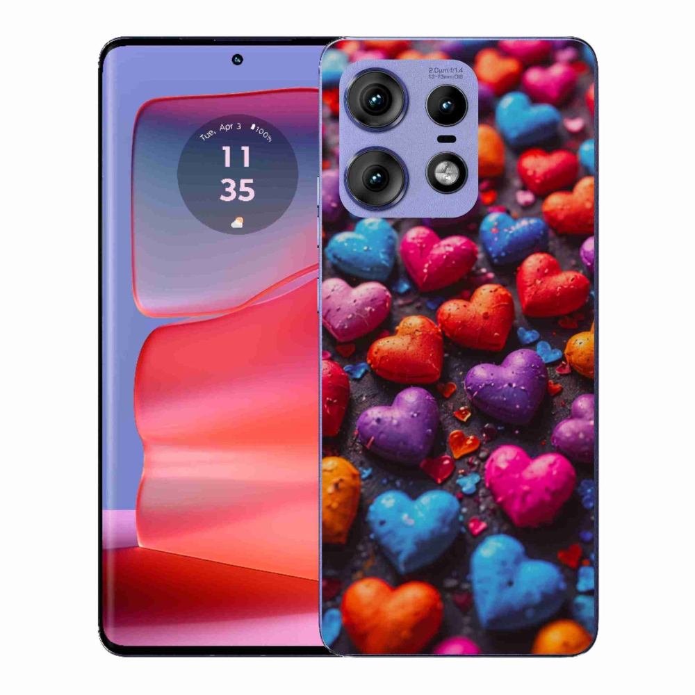 Gelový kryt mmCase na Motorola Edge 50 Pro - barevná srdce
