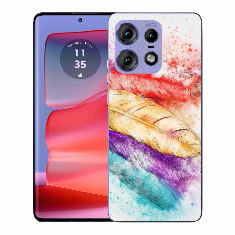 Gelový kryt mmCase na Motorola Edge 50 Pro - barevné peří