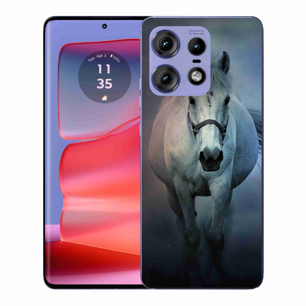 Gelový kryt mmCase na Motorola Edge 50 Pro - běžící bílý kůň