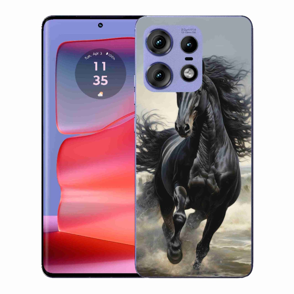 Gelový kryt mmCase na Motorola Edge 50 Pro - běžící černý kůň