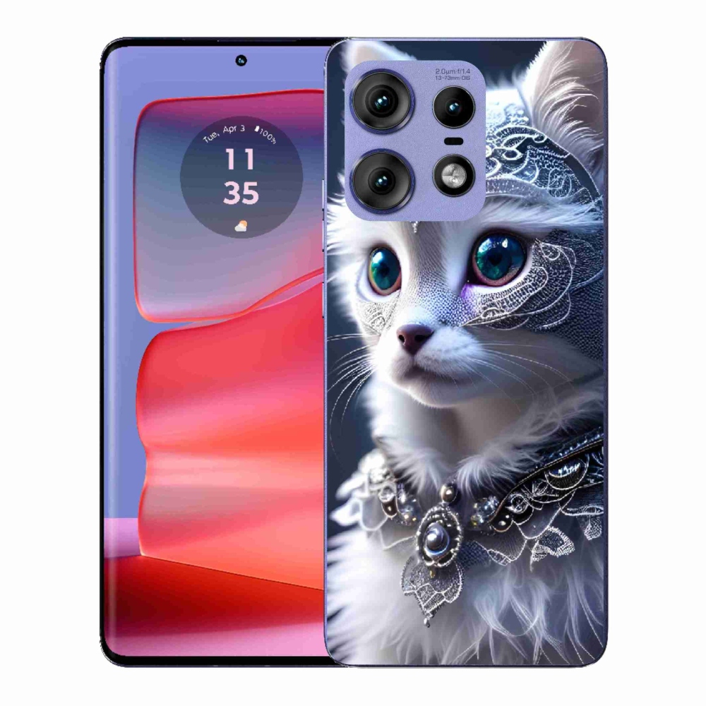 Gelový kryt mmCase na Motorola Edge 50 Pro - bílá kočka