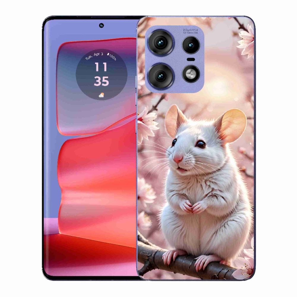 Gelový kryt mmCase na Motorola Edge 50 Pro - bílá myš na větvi